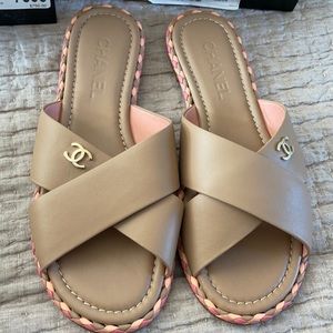 Chanel Lambskin Nude Mules/Slides 40C
